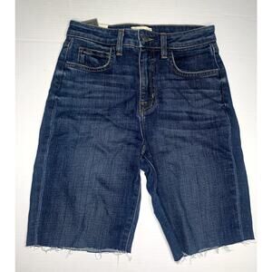L'Agence Women's Blue Audrina‎ High Rise Straight Denim Shorts Size 25